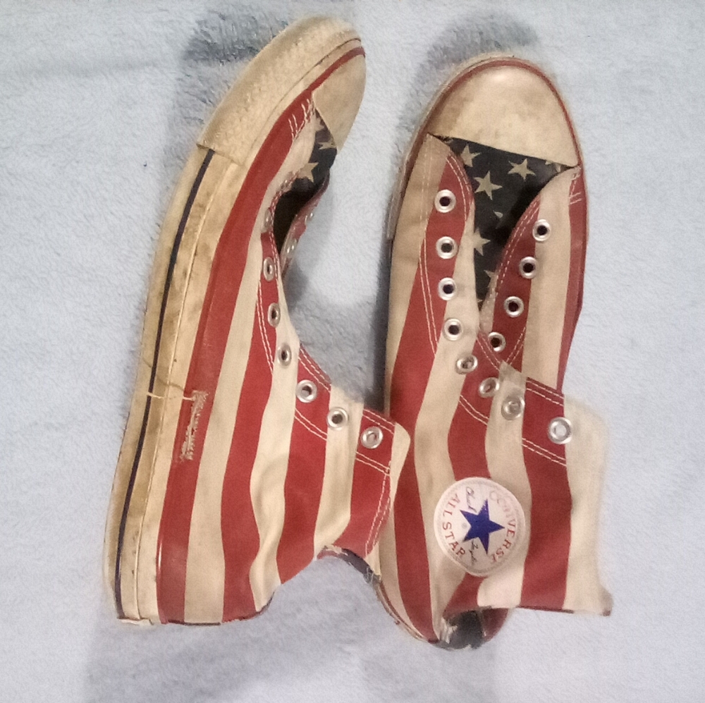 🗽Distressed American Flag Converse All Stars (No Laces), Size 11🗽 - Picture 9 of 9